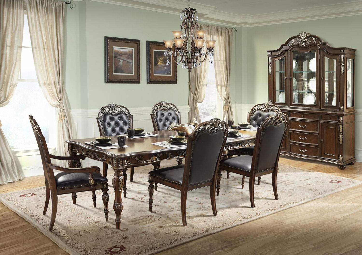 Rosanna Cherry Wood Finish Dining Room Set by Cosmos Furniture