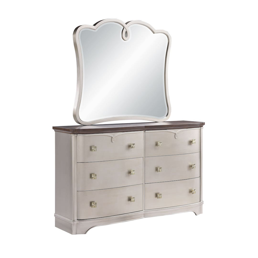 Rose Dresser & Mirror by Cosmos Furniture in champagne finish