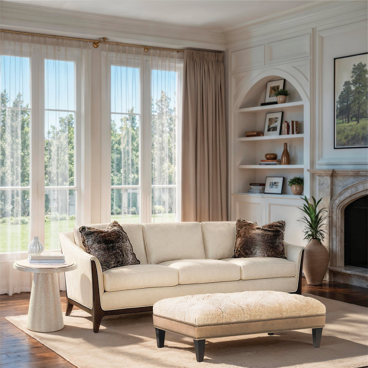 Sophia Sofa – Mid-Century Leather & Fabric Sofa in Caviar Finish | Hooker Furniture