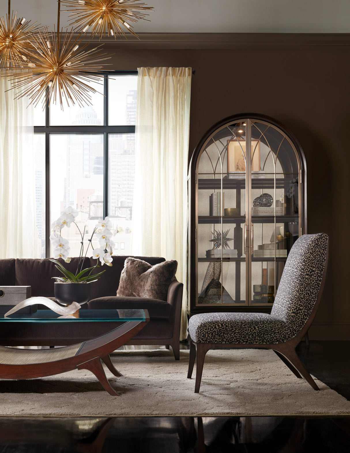 Sophia Sofa – Mid-Century Leather & Fabric Sofa in Caviar Finish | Hooker Furniture