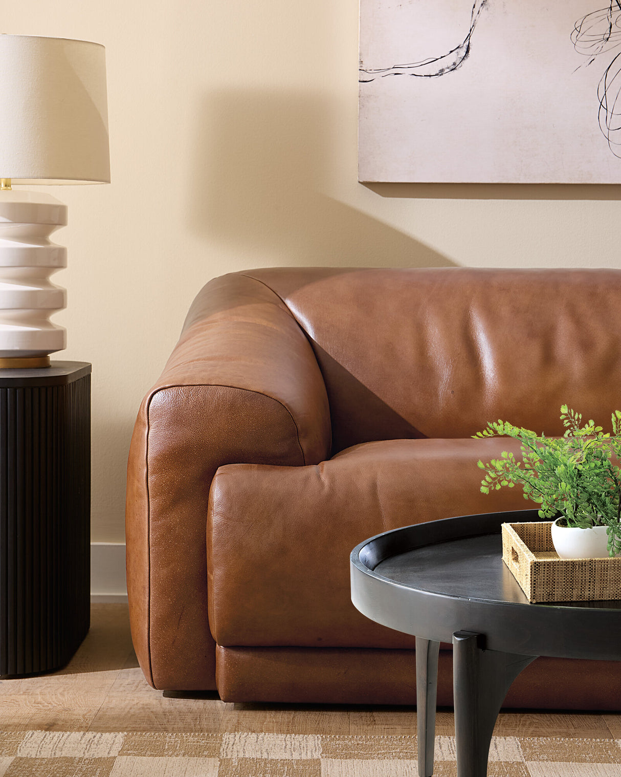 Fleetwood 2-Seat Sofa by Hooker Furniture | Taupe Leather | Casual Sofa for Living Room