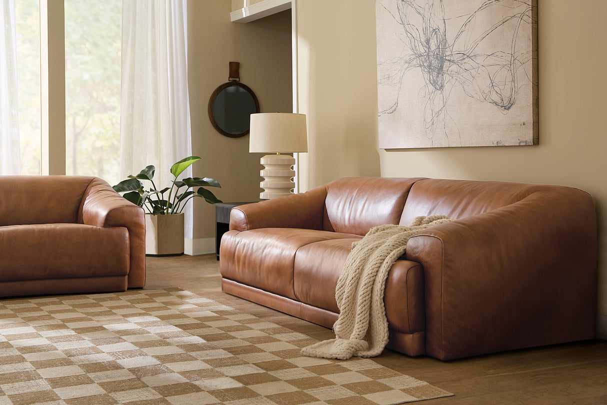 Fleetwood 2-Seat Sofa by Hooker Furniture | Taupe Leather | Casual Sofa for Living Room