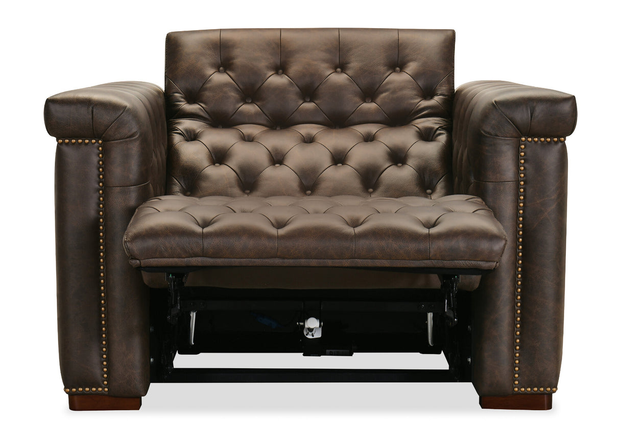 Savion Deux Power Recliner with Power Headrest by Hooker Furniture in West Saddlewood Leather