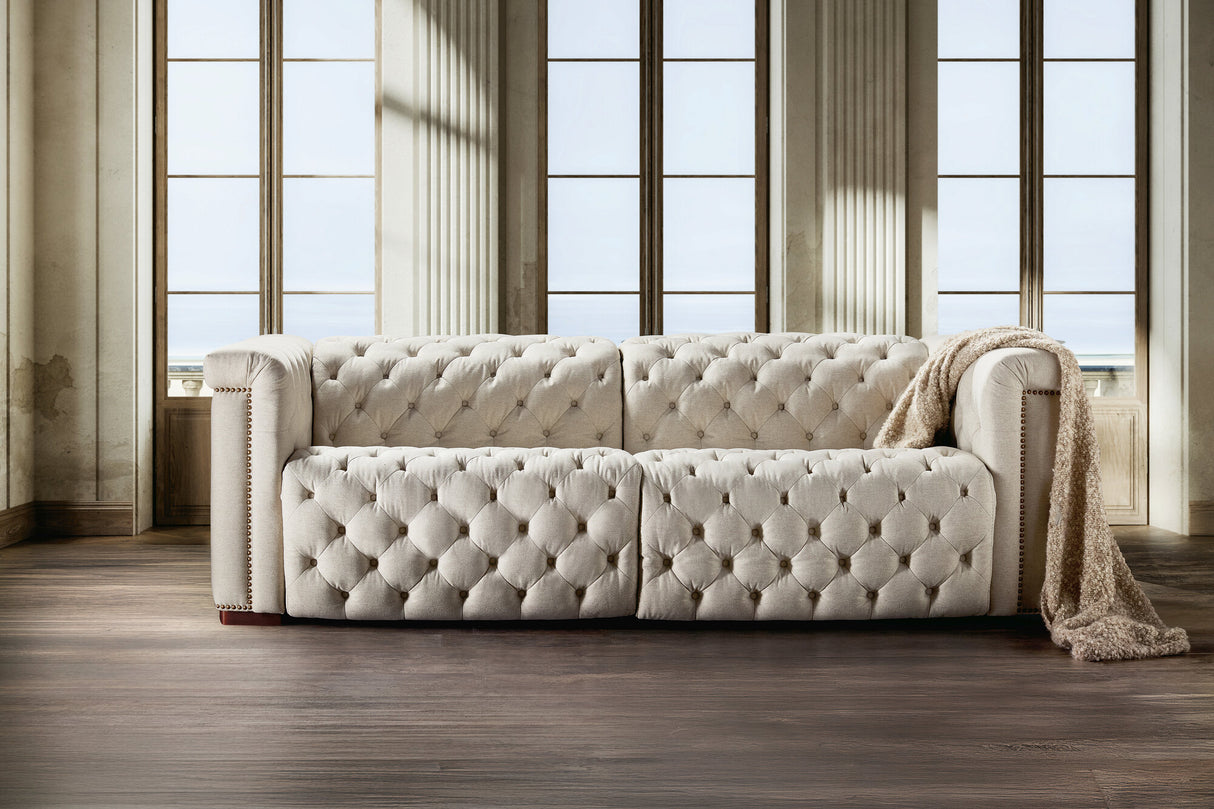 Savion Deux Sofa with Power Recliners & Power Headrests by Hooker Furniture in Aries Beach Fabric