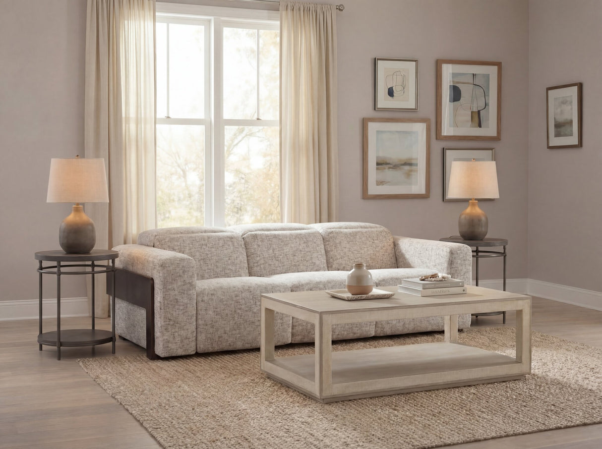 Atlas Power Sofa with Power Headrest by Hooker Furniture in Odyssey Frost Fabric