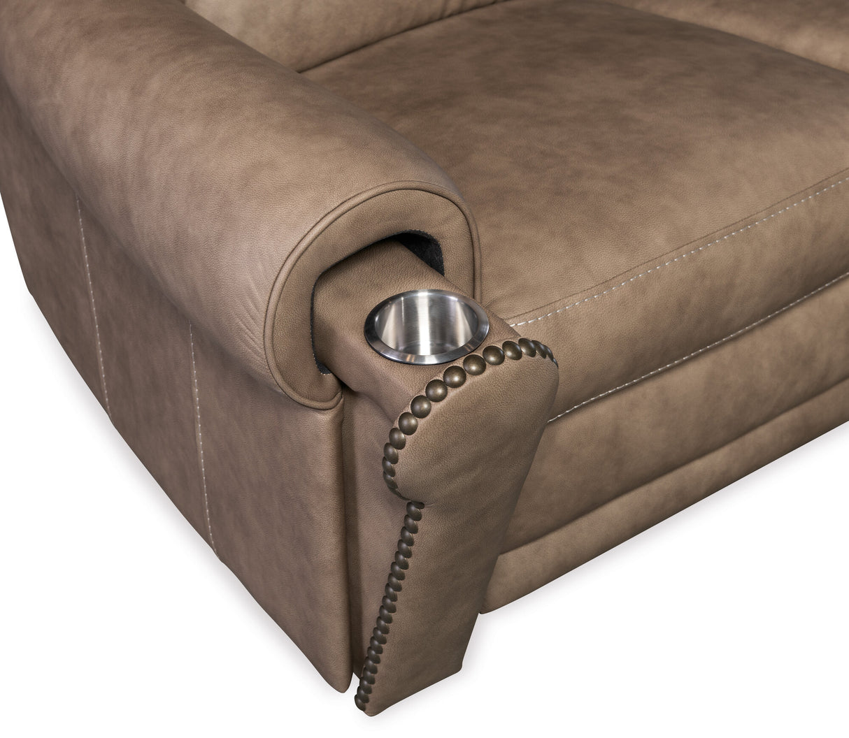 Duncan Power Sofa with Power Headrest & Lumbar Support by Hooker Furniture in Kalahari Camel or Bark Leather