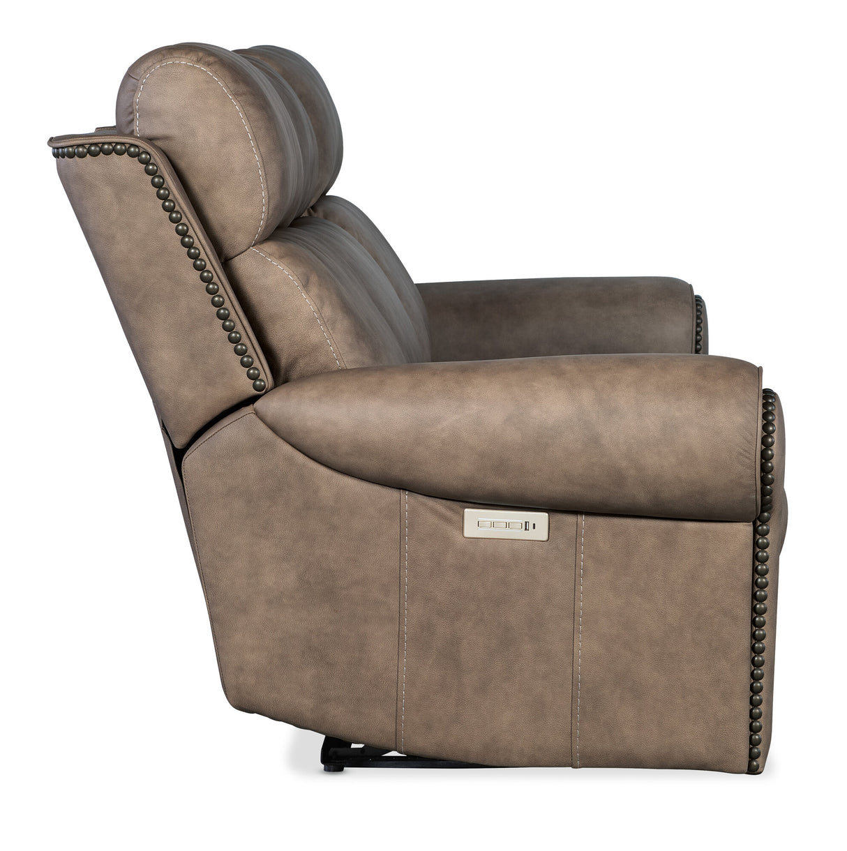 Duncan Power Sofa with Power Headrest & Lumbar Support by Hooker Furniture in Kalahari Camel or Bark Leather
