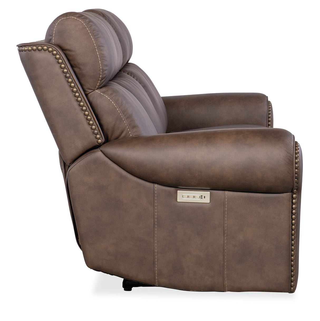 Duncan Power Sofa with Power Headrest & Lumbar Support by Hooker Furniture in Kalahari Camel or Bark Leather