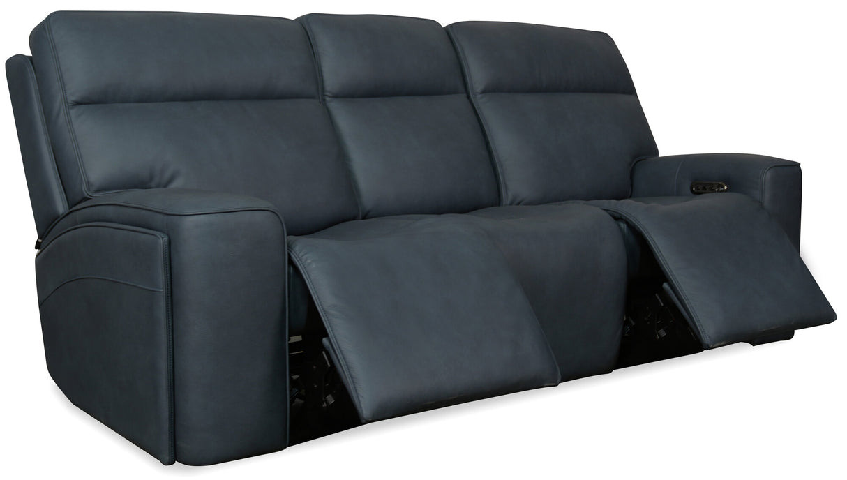 Riverton Power Sofa with Power Headrest and Lumbar | Dante Afterdusk Leather | Hidden Cupholders
