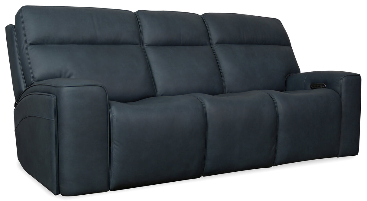 Riverton Power Sofa with Power Headrest and Lumbar | Dante Afterdusk Leather | Hidden Cupholders