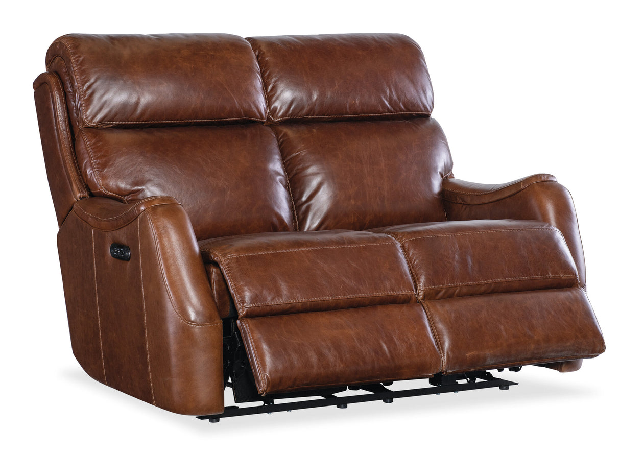Harlan Zero Gravity Loveseat with Power Recline & Power Headrest by Hooker Furniture in Carrington Walnut Leather