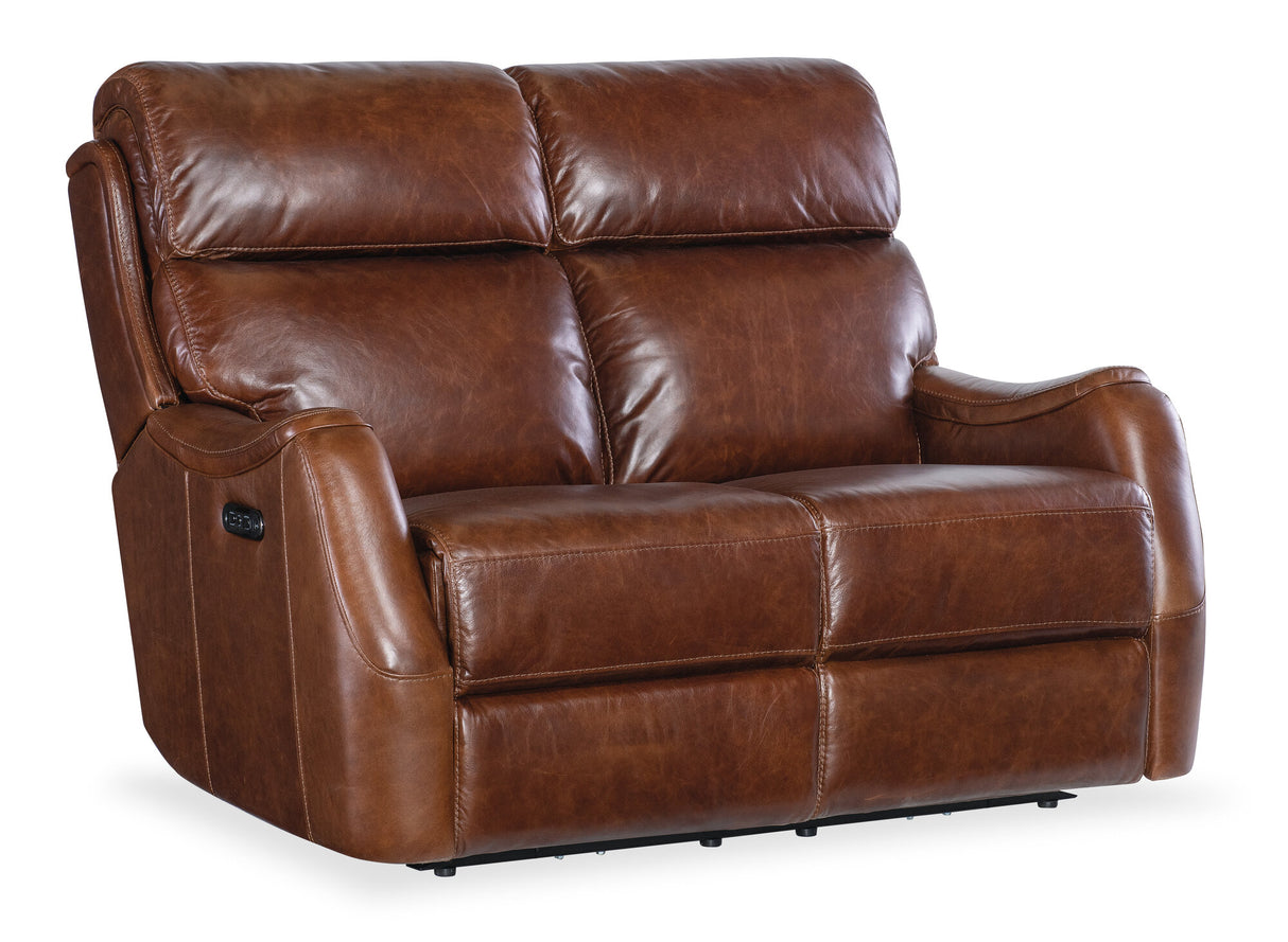 Harlan Zero Gravity Loveseat with Power Recline & Power Headrest by Hooker Furniture in Carrington Walnut Leather