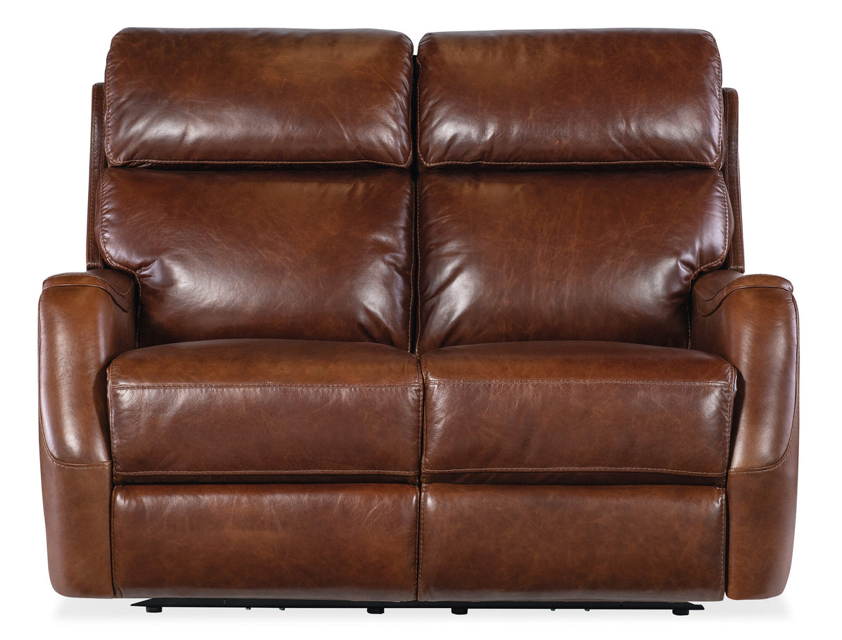 Harlan Zero Gravity Loveseat with Power Recline & Power Headrest by Hooker Furniture in Carrington Walnut Leather