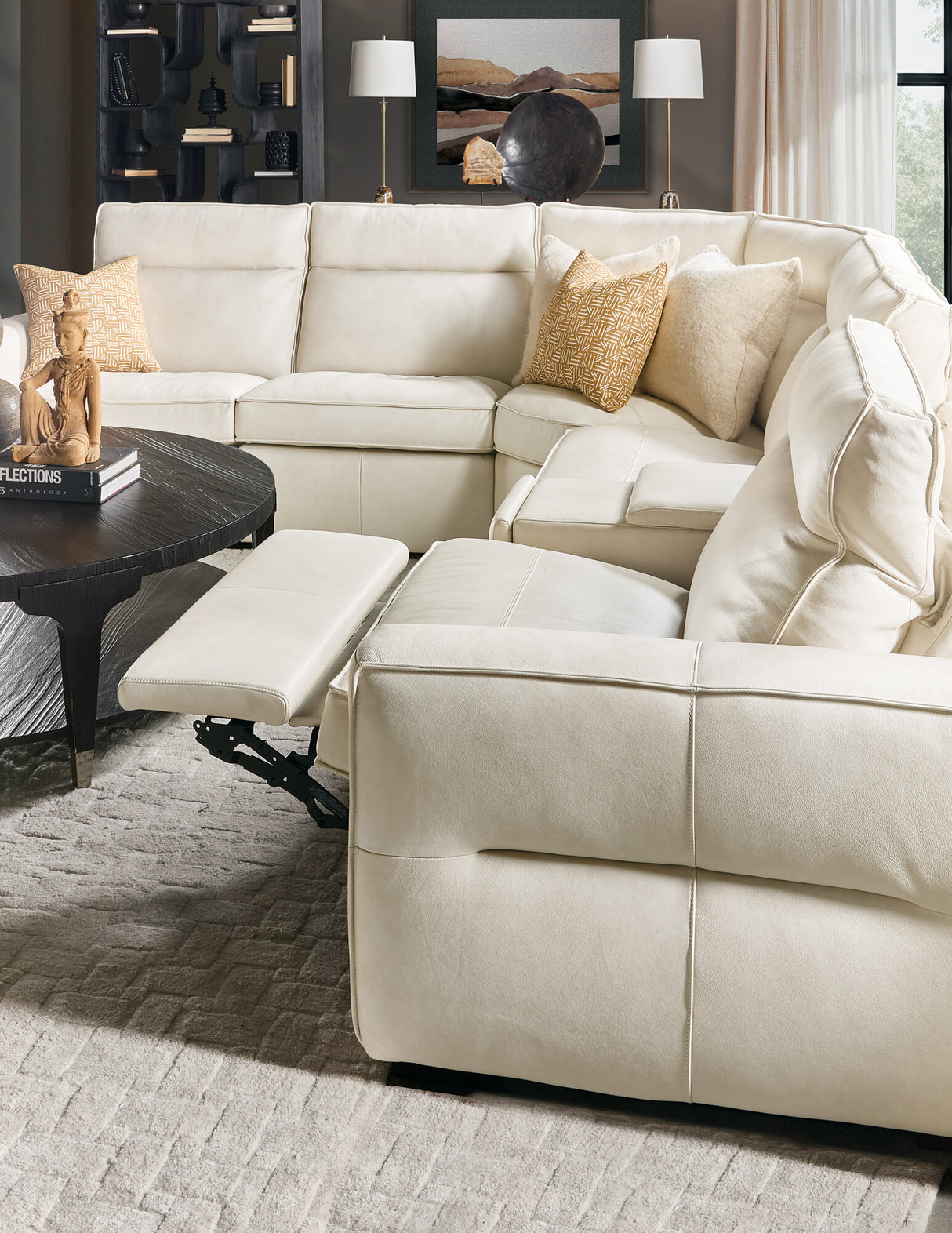Vann Six-Piece Power Sectional by Hooker Furniture in Dante Moonshine Leather