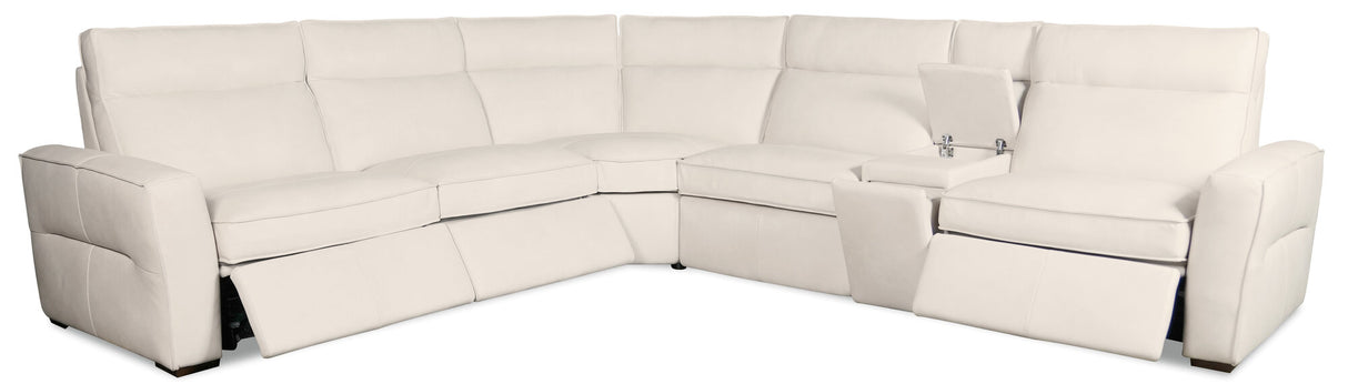 Vann Six-Piece Power Sectional by Hooker Furniture in Dante Moonshine Leather
