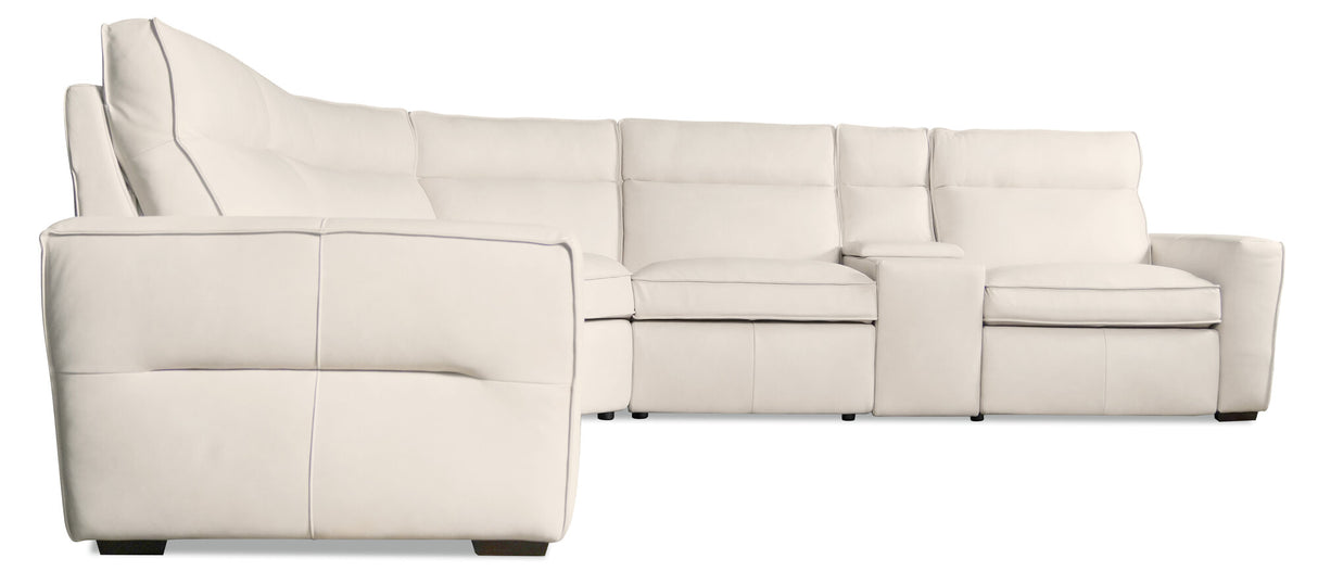 Vann Six-Piece Power Sectional by Hooker Furniture in Dante Moonshine Leather
