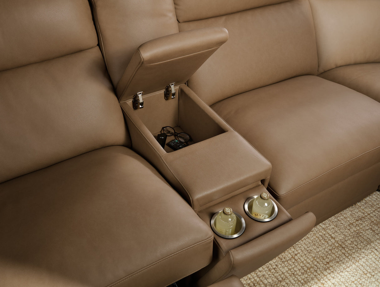 Simone Six-Piece Power Sectional by Hooker Furniture in Safari Bistro Leather
