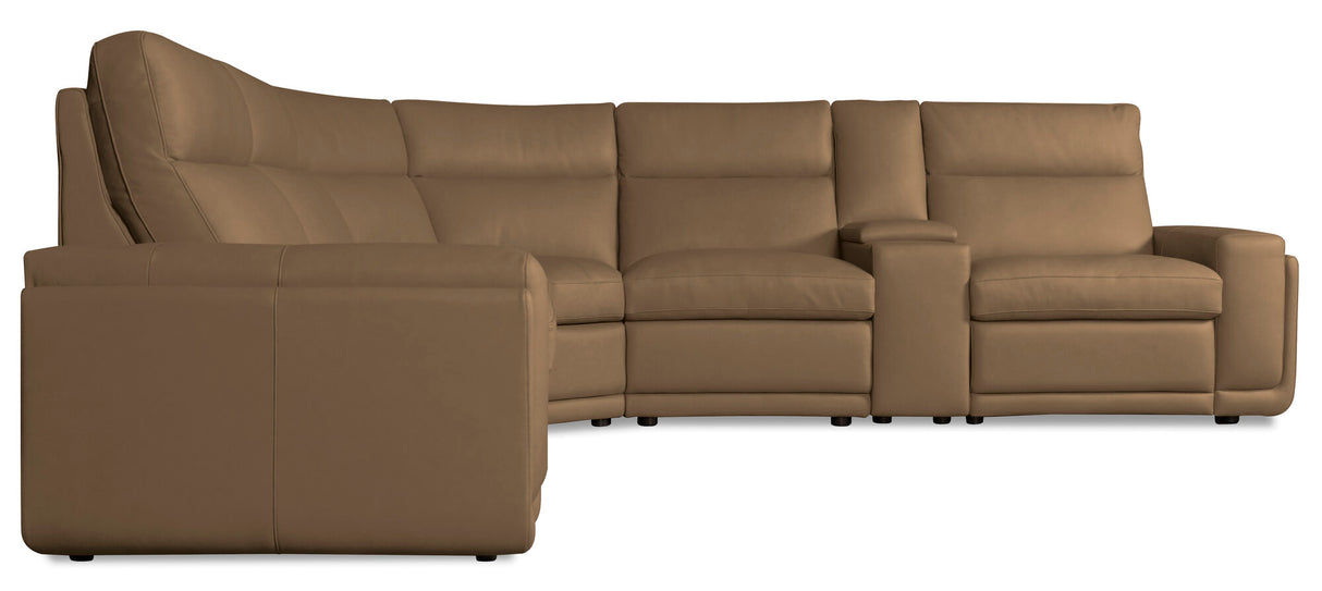 Simone Six-Piece Power Sectional by Hooker Furniture in Safari Bistro Leather