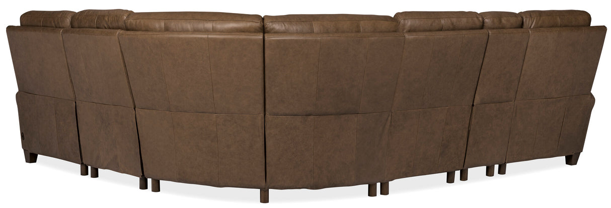 Julian Six-Piece Power Sectional by Hooker Furniture in Rowe Chocolate Leather