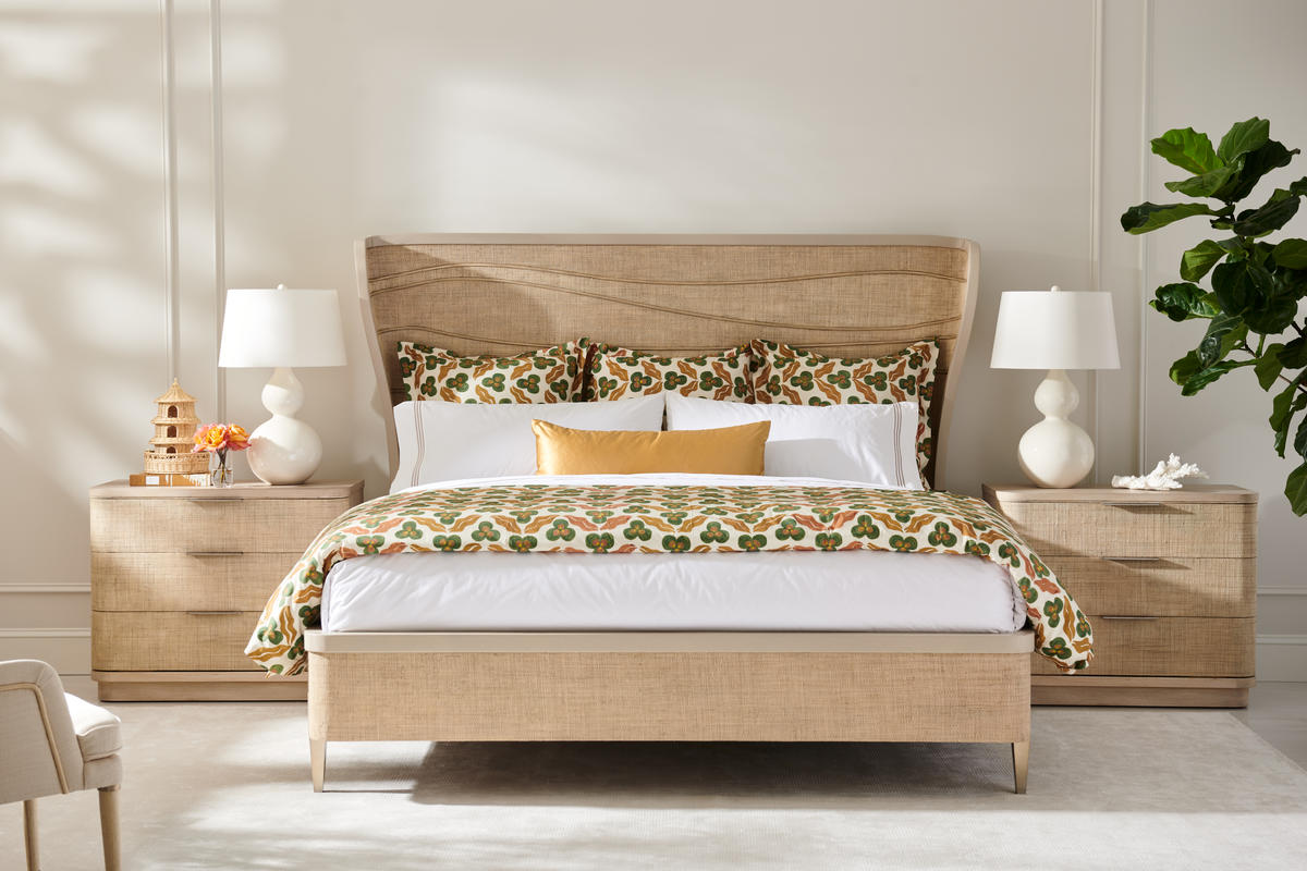 Seiche Woven Wing Wave King Bed | Jonathan Charles Fine Furniture