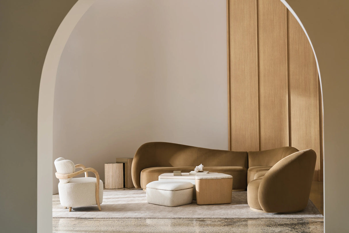 Serir Medium Cocktail Table Crème Travertine | Caracole Classic