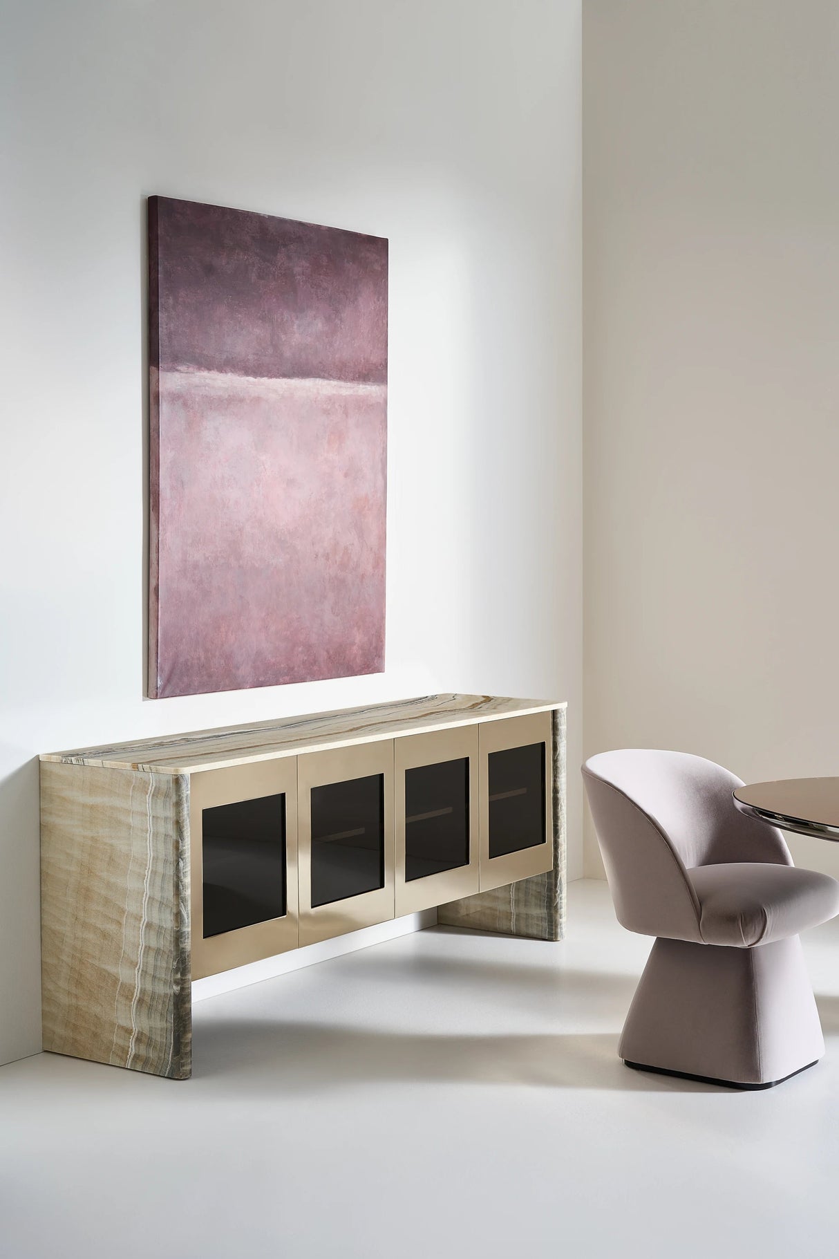 Sojourn Sideboard Whisper of Gold with Gray Onyx | Caracole Classic
