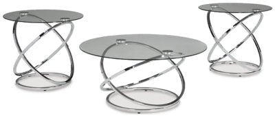 Ashley Chrome Finish Hollynyx Occasional Table Set (Set of 3) | Home Elegance USA