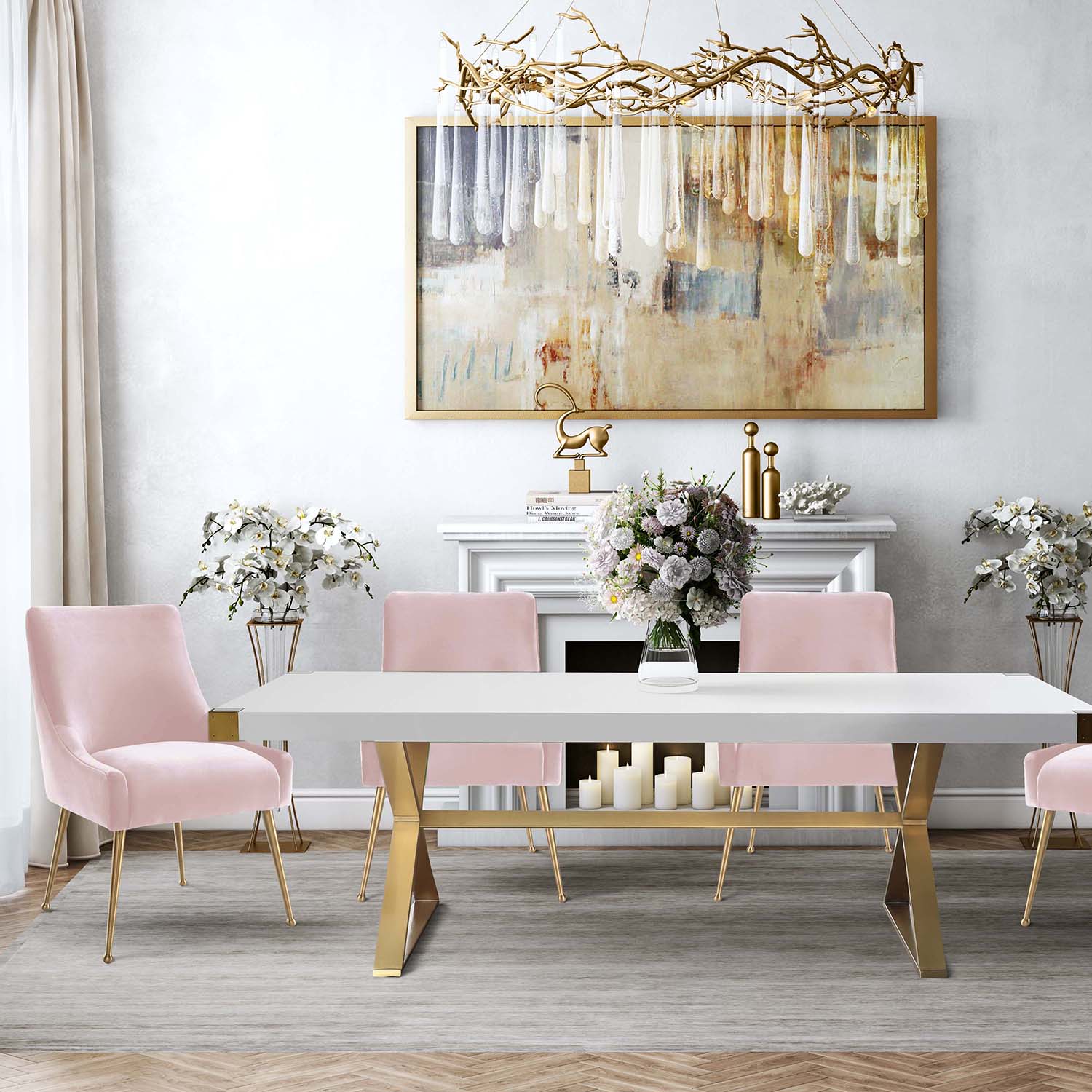 Adeline Lacquer Dining Table | TOV | Home Elegance USA