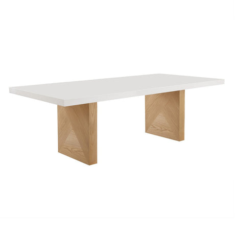 Tov Furniture Madeline White Gloss And Natural Ash 92" Rectangular Dining Table - Home Elegance USA