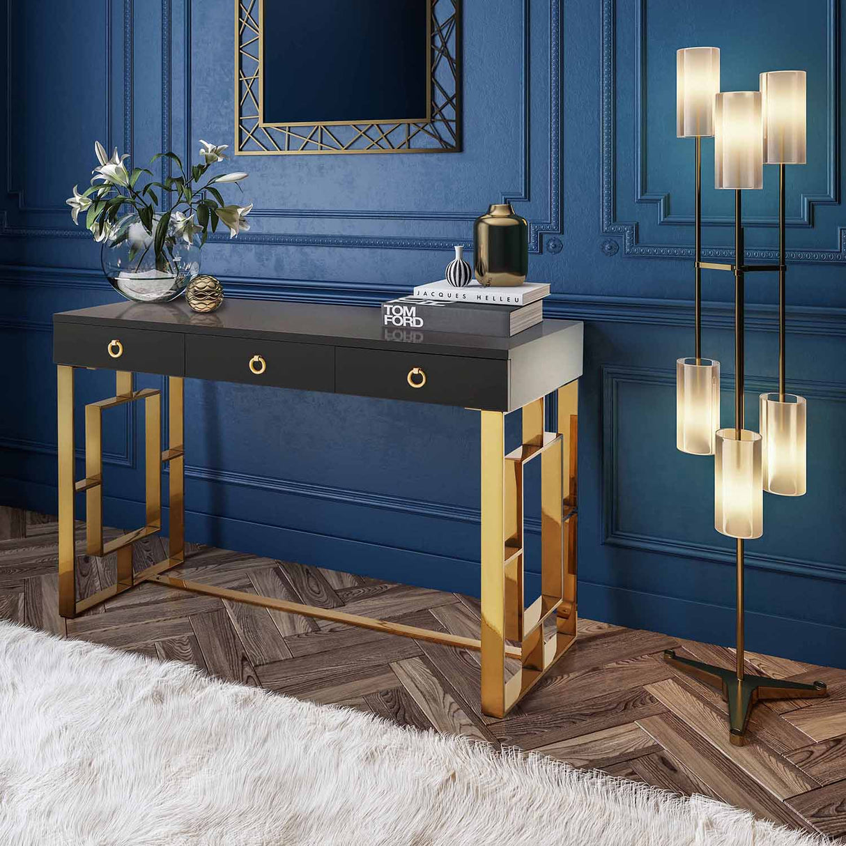 Audrey Lacquer Desk | TOV | Home Elegance USA