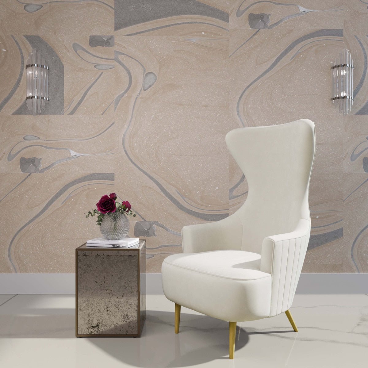 Julia Cream Velvet Tufted Wingback Chair | Inspire Me! | TOV - Home Elegance USA