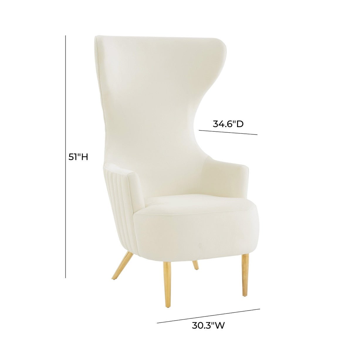 Julia Cream Velvet Tufted Wingback Chair | Inspire Me! | TOV - Home Elegance USA