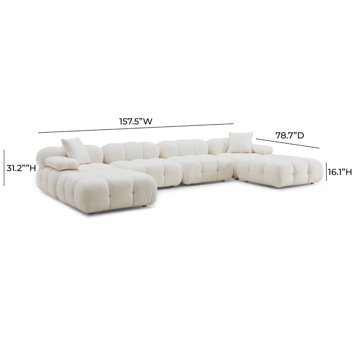 Calliope Cream Vegan Shearling 6 - Piece Modular U - Sectional | TOV | Home Elegance USA