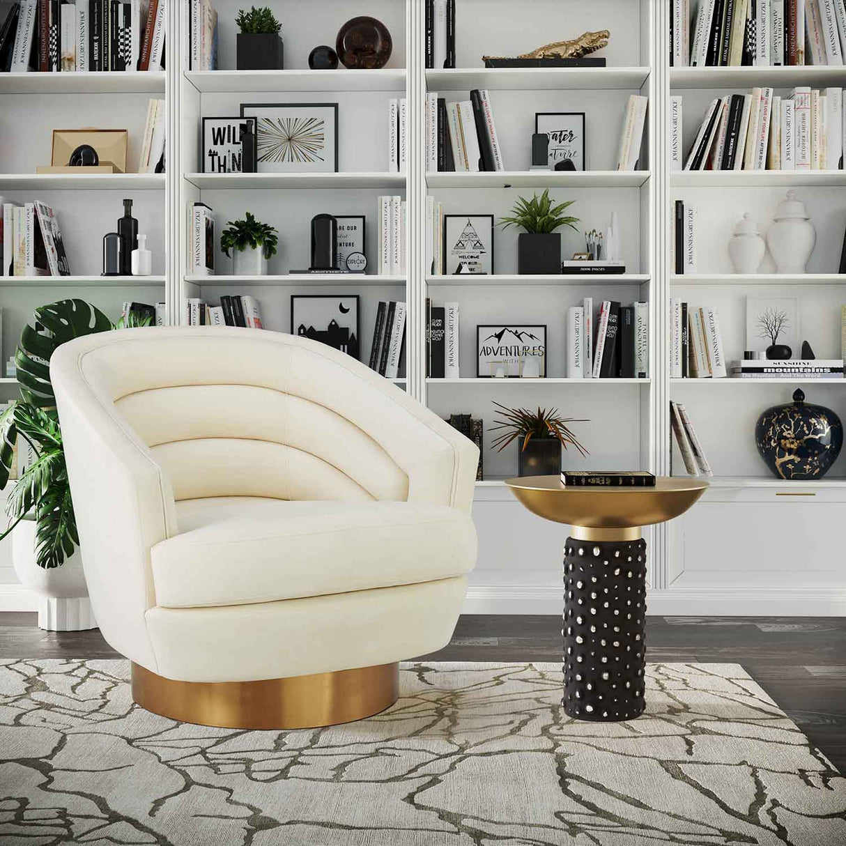 Canyon Velvet Swivel Chair | TOV | Home Elegance USA