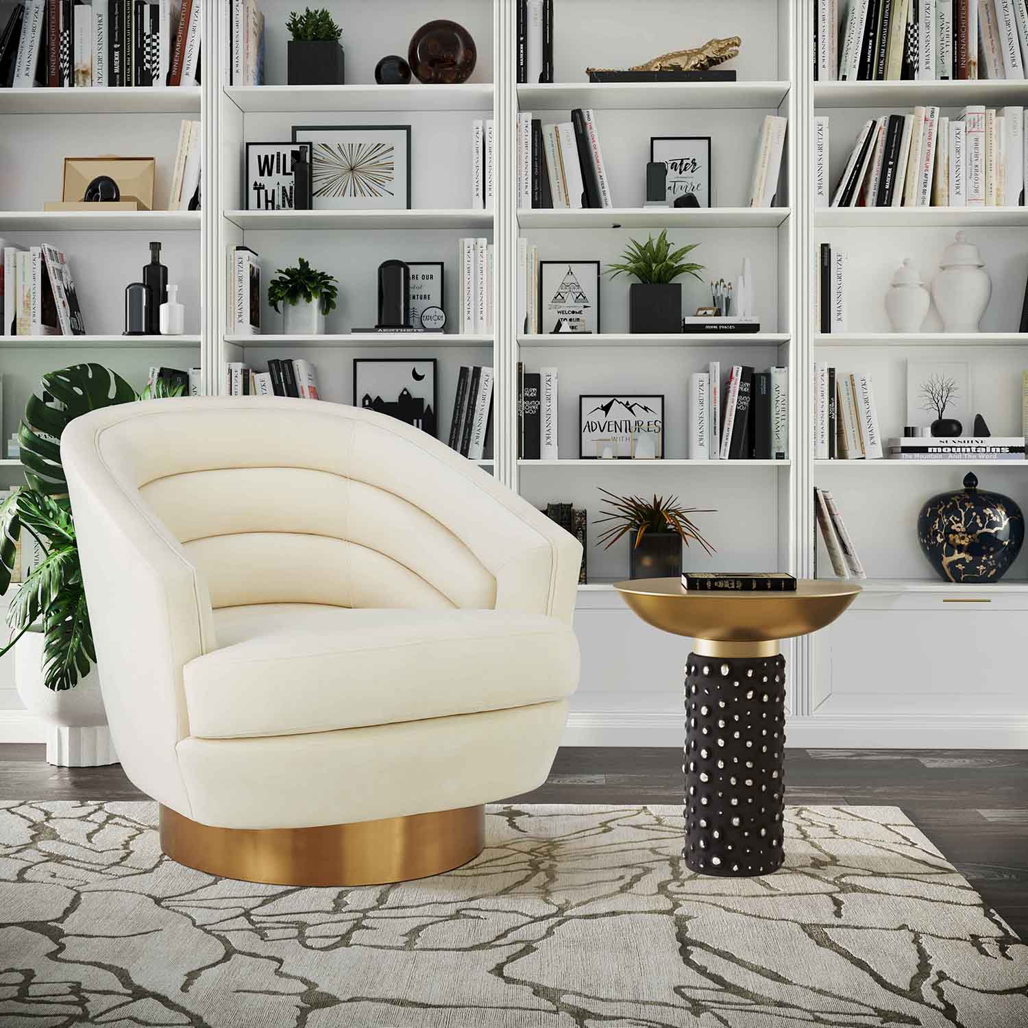 Canyon Velvet Swivel Chair | TOV | Home Elegance USA