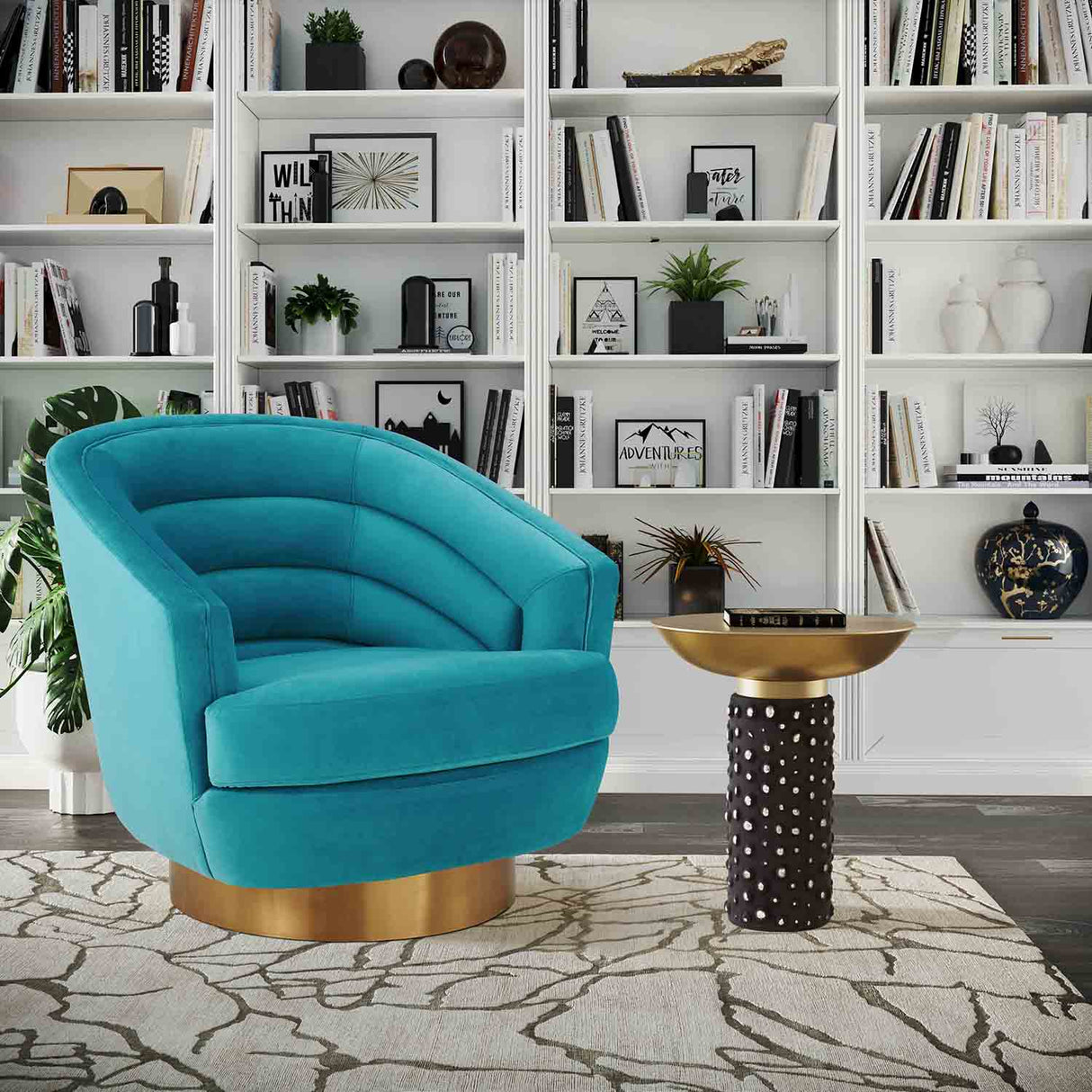 Canyon Velvet Swivel Chair | TOV | Home Elegance USA