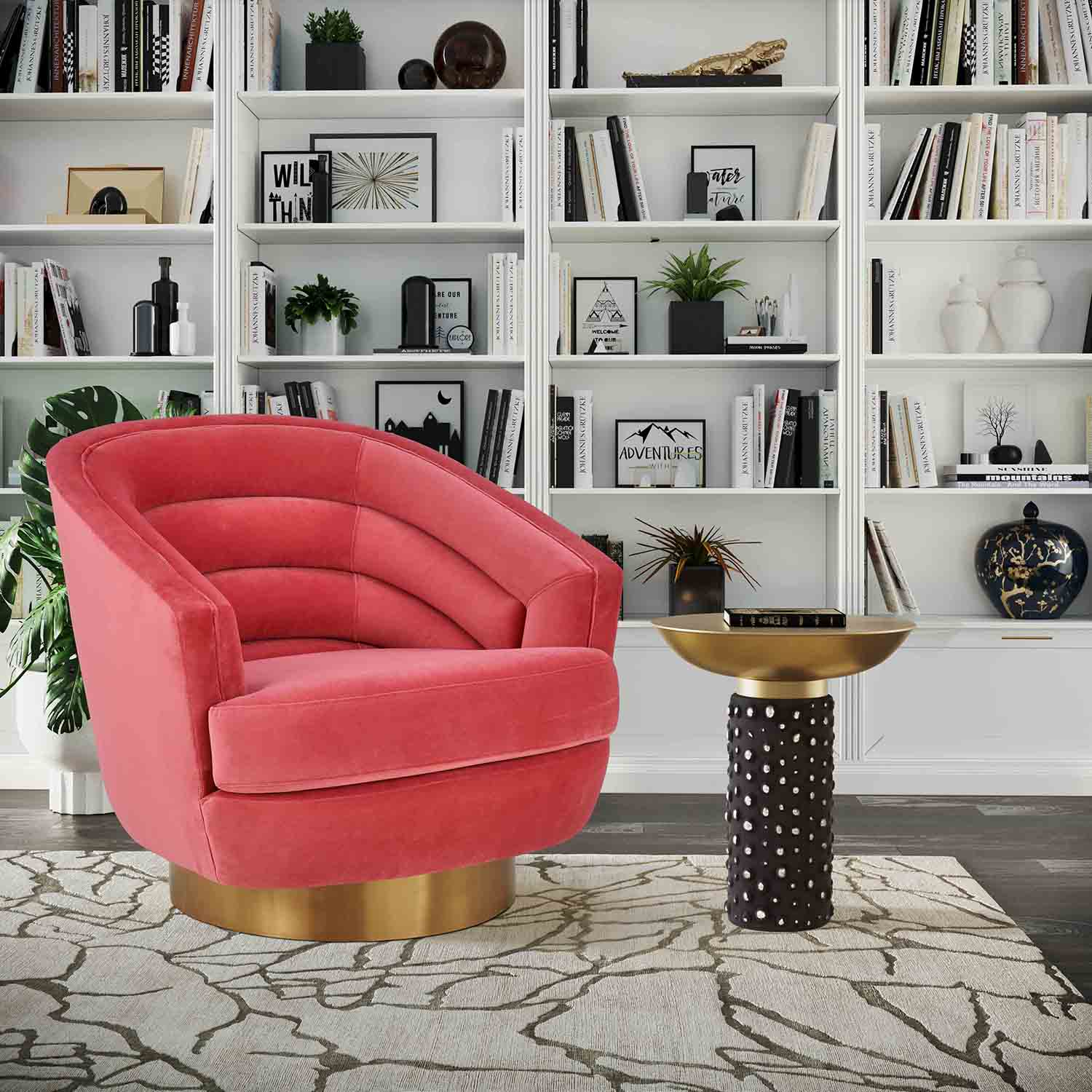 Canyon Velvet Swivel Chair | TOV | Home Elegance USA