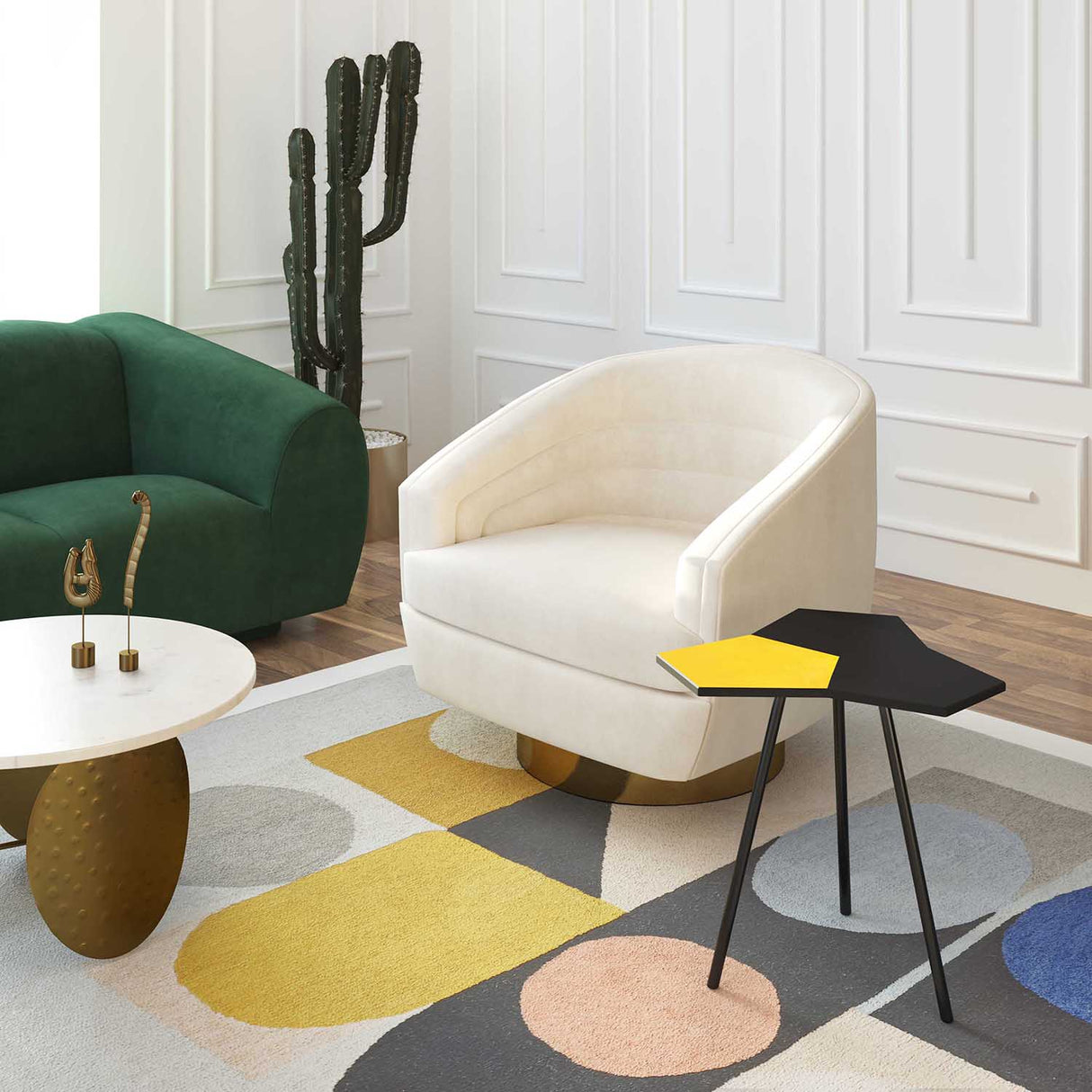 Canyon Velvet Swivel Chair | TOV | Home Elegance USA