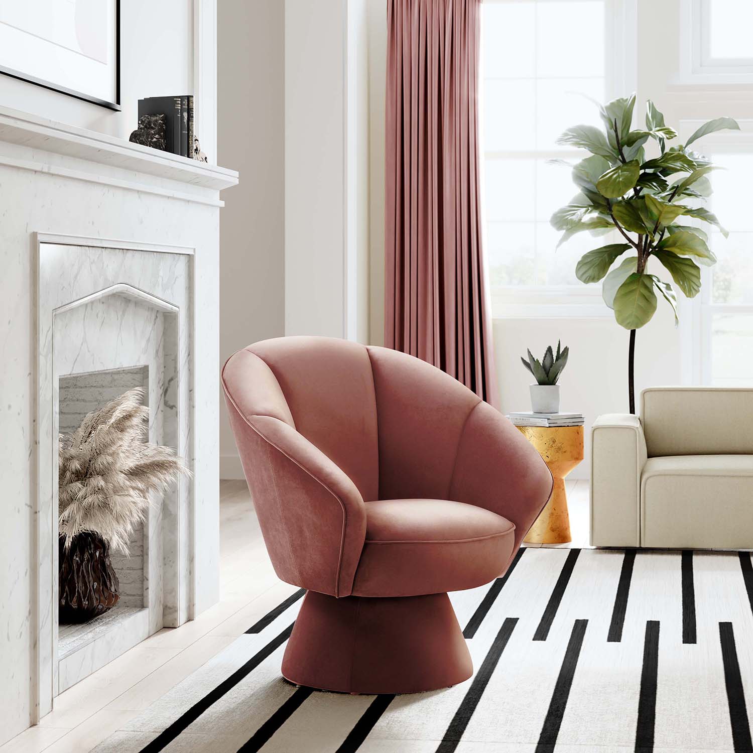 Allora Velvet Swivel Chair | TOV | Home Elegance USA