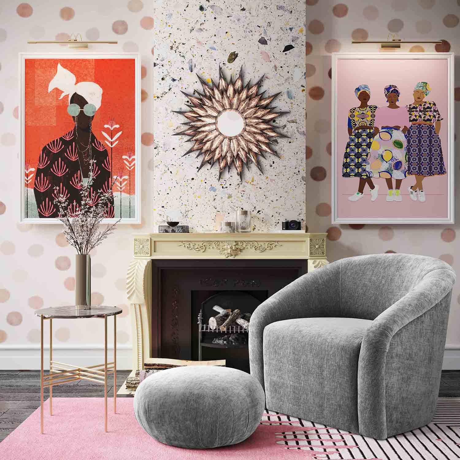 Boboli Chenille Chair/Ottoman Set | TOV | Home Elegance USA