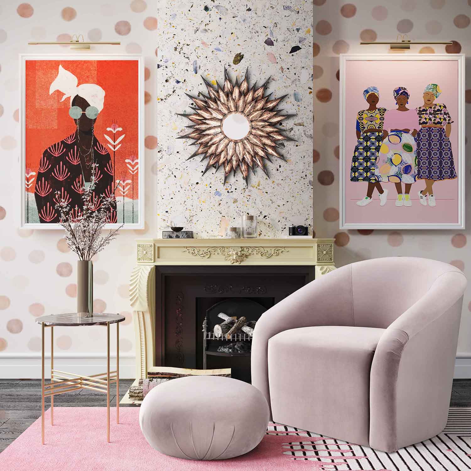 Boboli Velvet Chair/Ottoman Set | TOV | Home Elegance USA