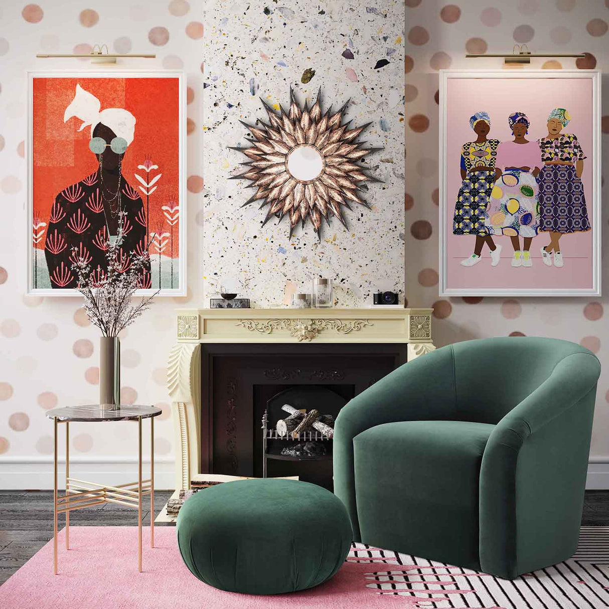 Boboli Velvet Chair/Ottoman Set | TOV | Home Elegance USA