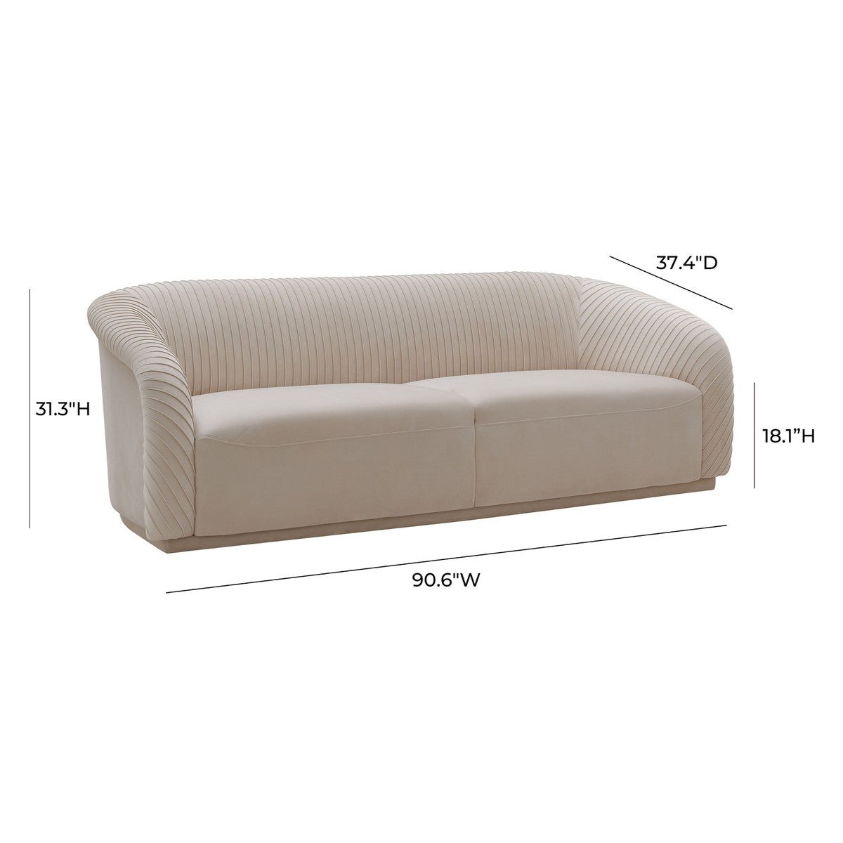 Yara Pleated Beige Velvet Sofa and Loveseat Set - Inspire Me! Home Decor Collection | TOV - Home Elegance USA