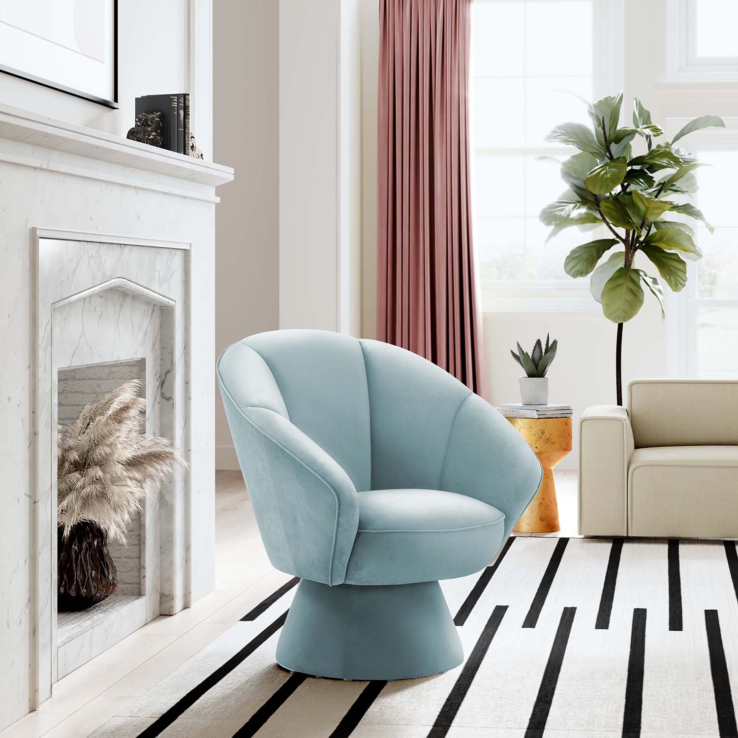 Allora Velvet Swivel Chair | TOV | Home Elegance USA