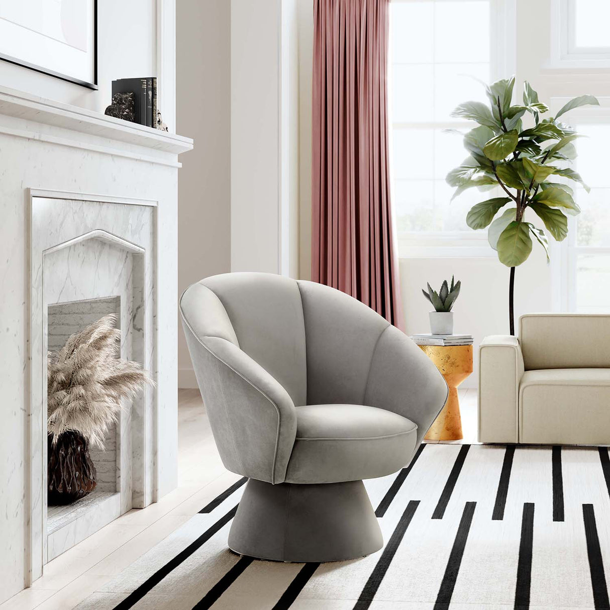Allora Velvet Swivel Chair | TOV | Home Elegance USA