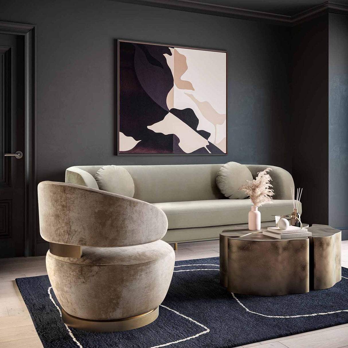 Austin Velvet Swivel Chair | TOV | Home Elegance USA