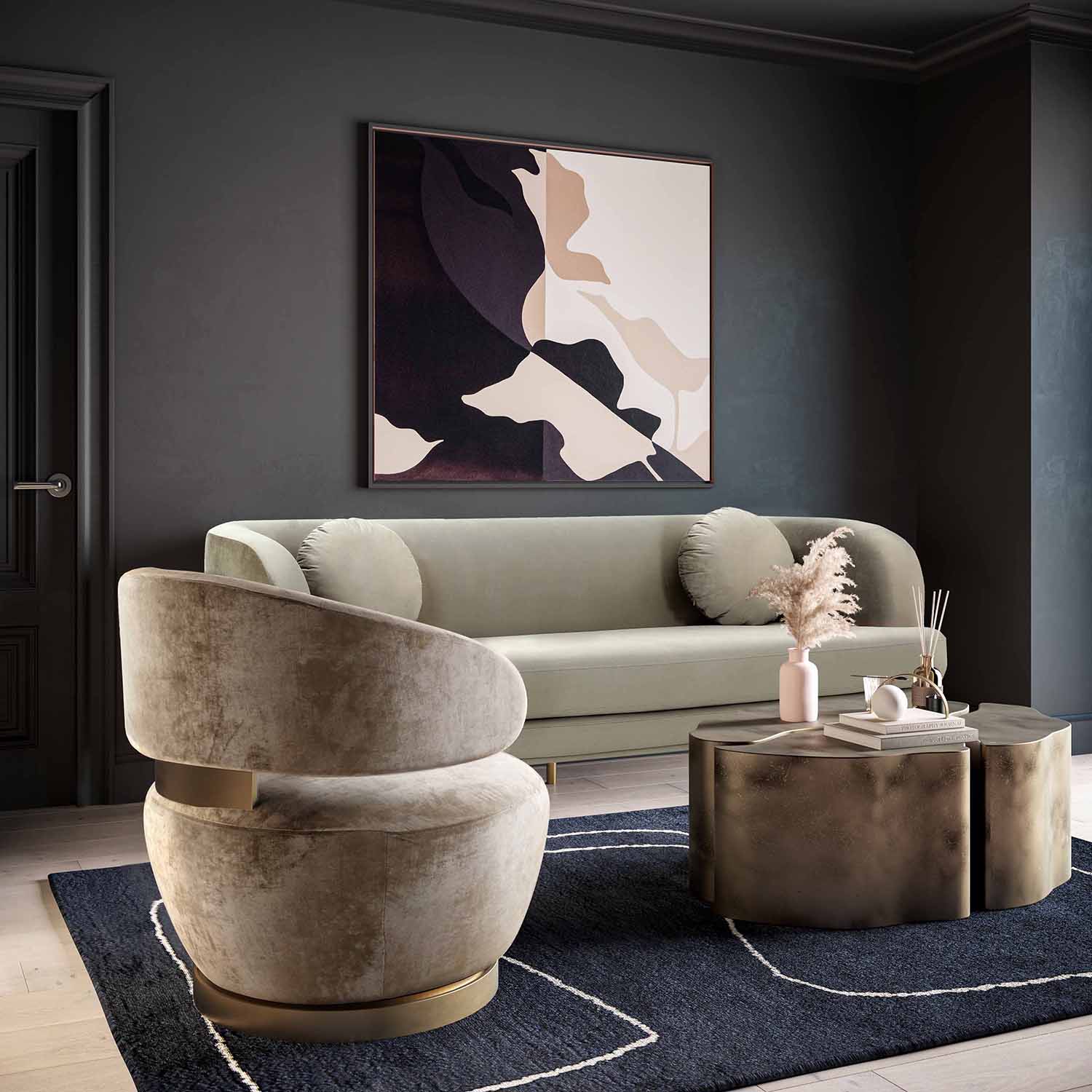 Austin Velvet Swivel Chair | TOV | Home Elegance USA