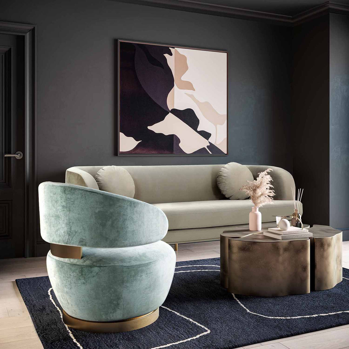 Austin Velvet Swivel Chair | TOV | Home Elegance USA
