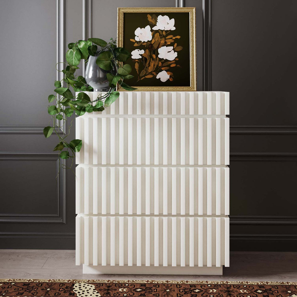 Adu Snow White 4 Drawer Chest | TOV | Home Elegance USA