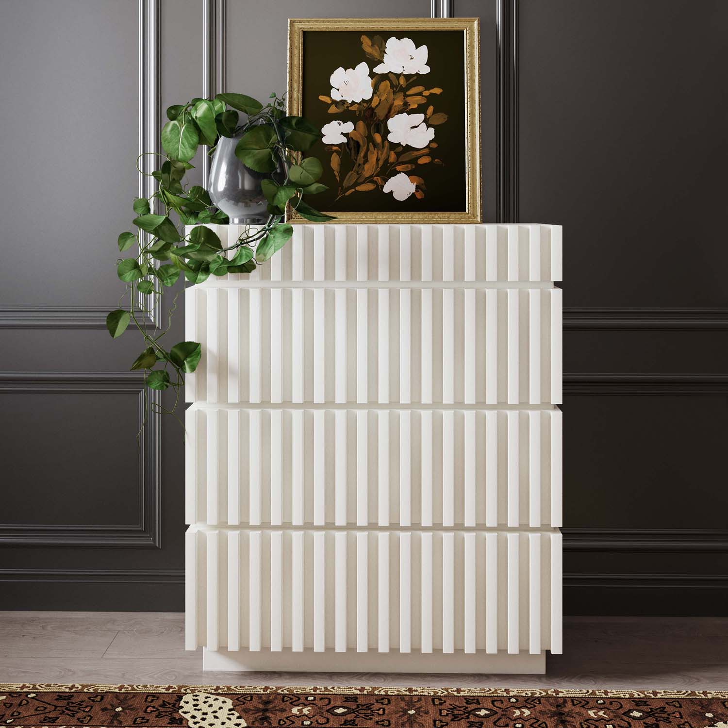 Adu Snow White 4 Drawer Chest | TOV | Home Elegance USA